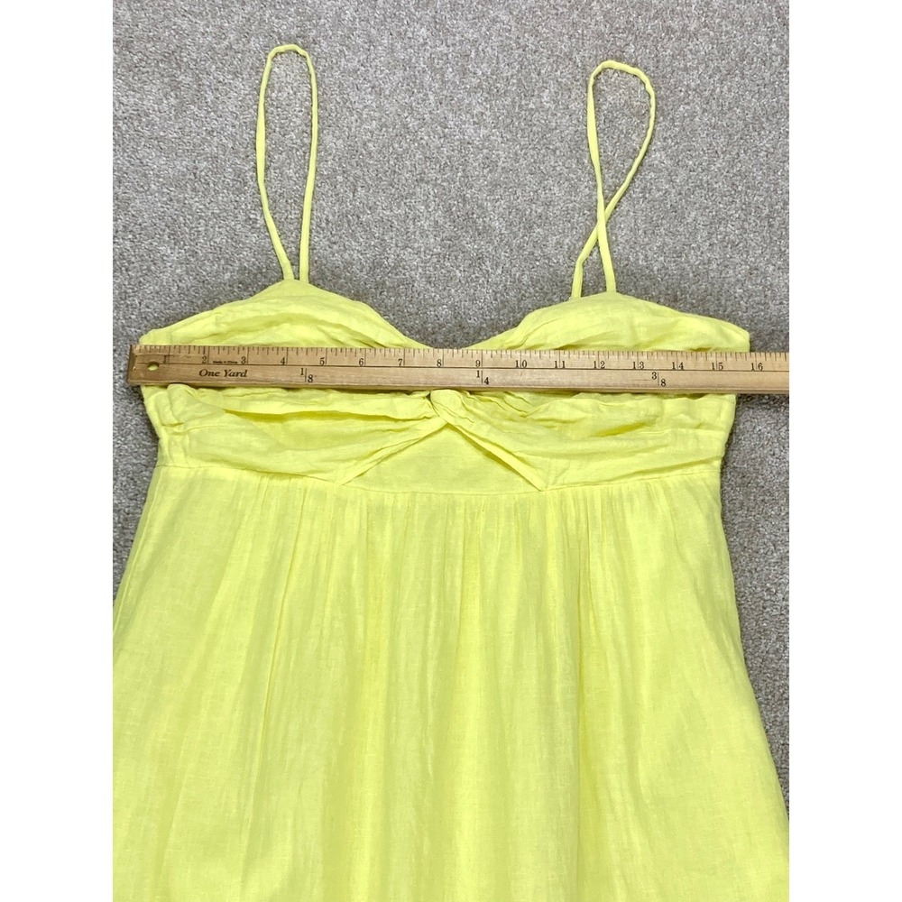 Banana Republic Linen Tiered Maxi Dress Womens 4 Yellow Smocked Resortwear Chic - Picture 7 of 11